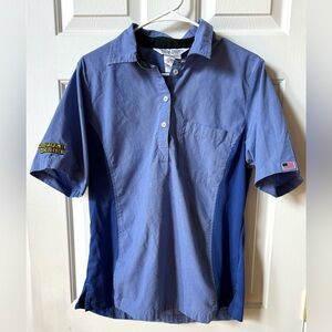 Waffle House Ladies Employee Uniform Shirt Blue Polo Workwear Short Sleeve M